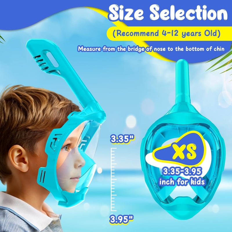 Jwintee Kids Full Face Snorkel Mask, Snorkeling Gear for Kids, Kids Scuba Mask and Snorkel, Diving Mask, Snorkeling Set, 180 Degree Panoramic View Anti-Fog Anti-Leak - Image 4